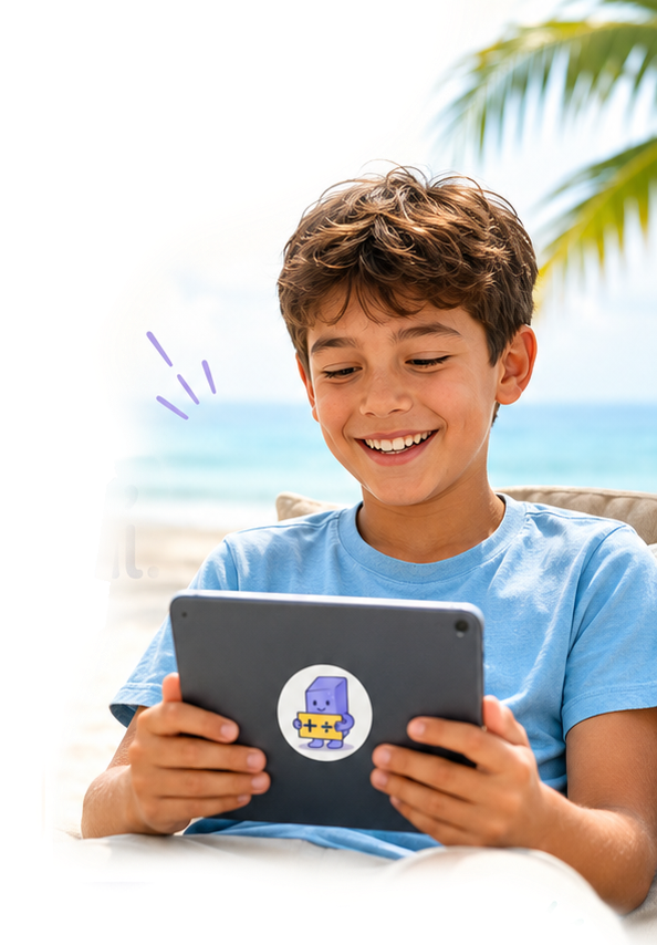 Child learning with tablet